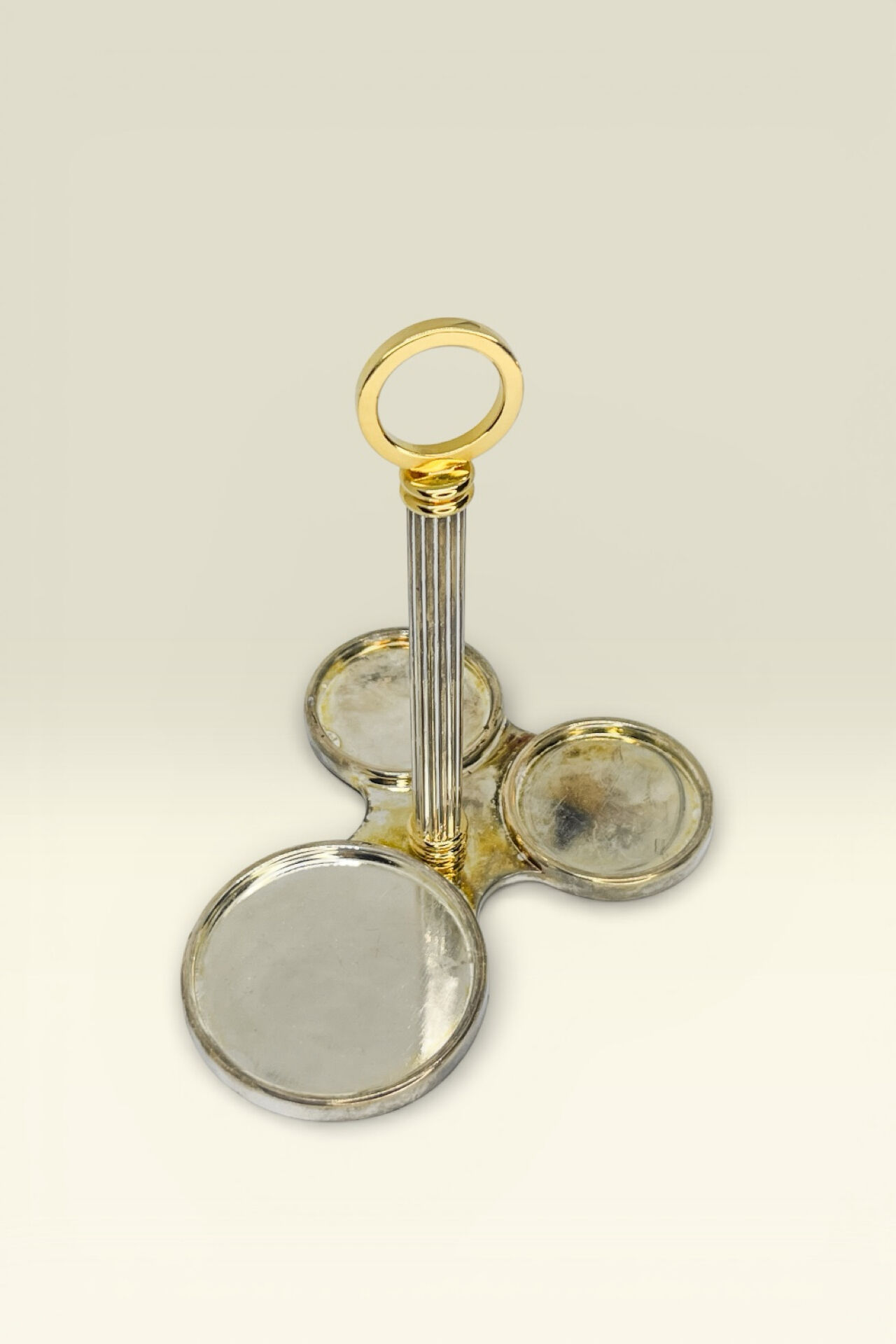 Elegant antique metal/brass condiment set
