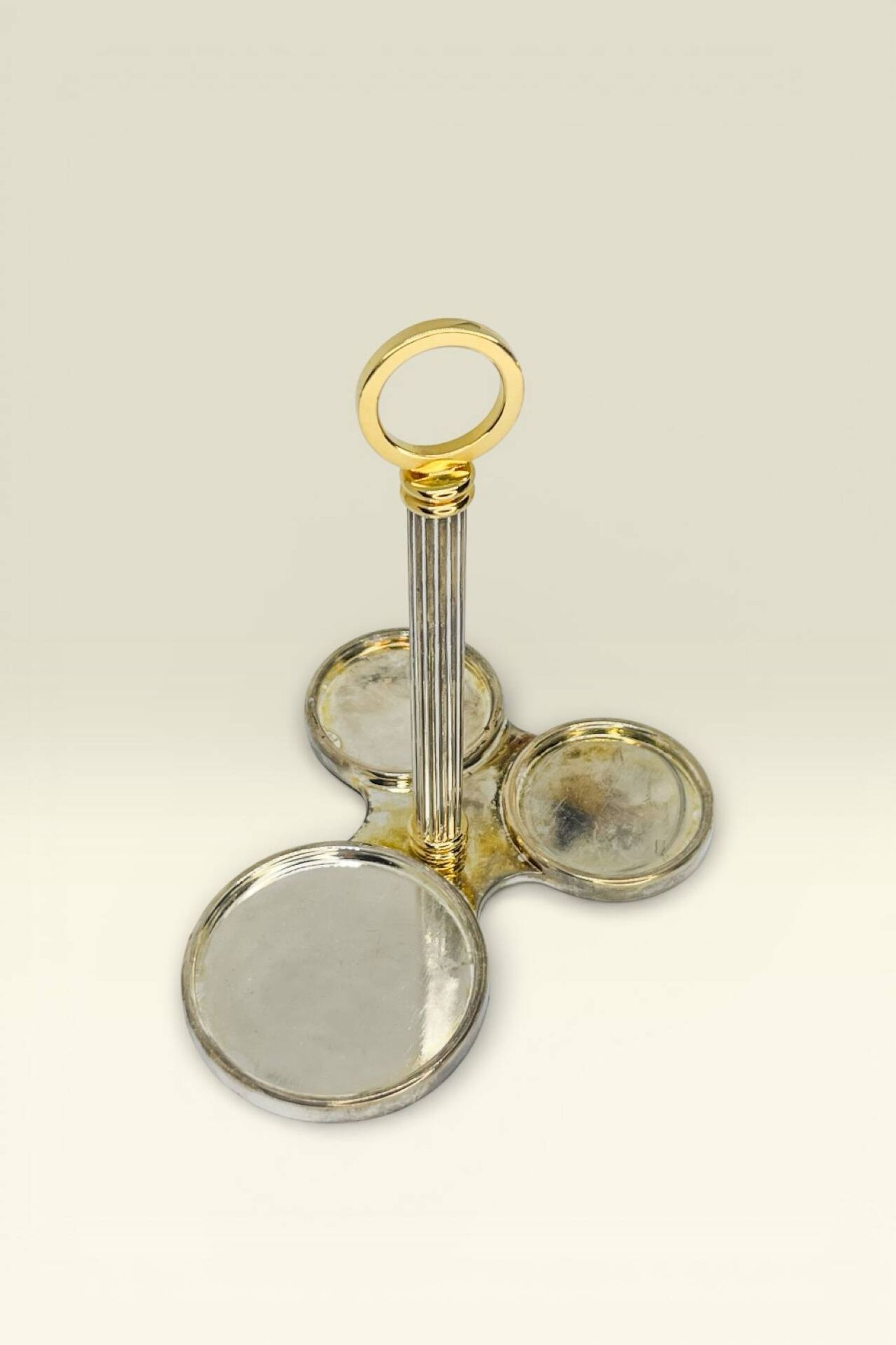 Elegant antique metal/brass condiment set