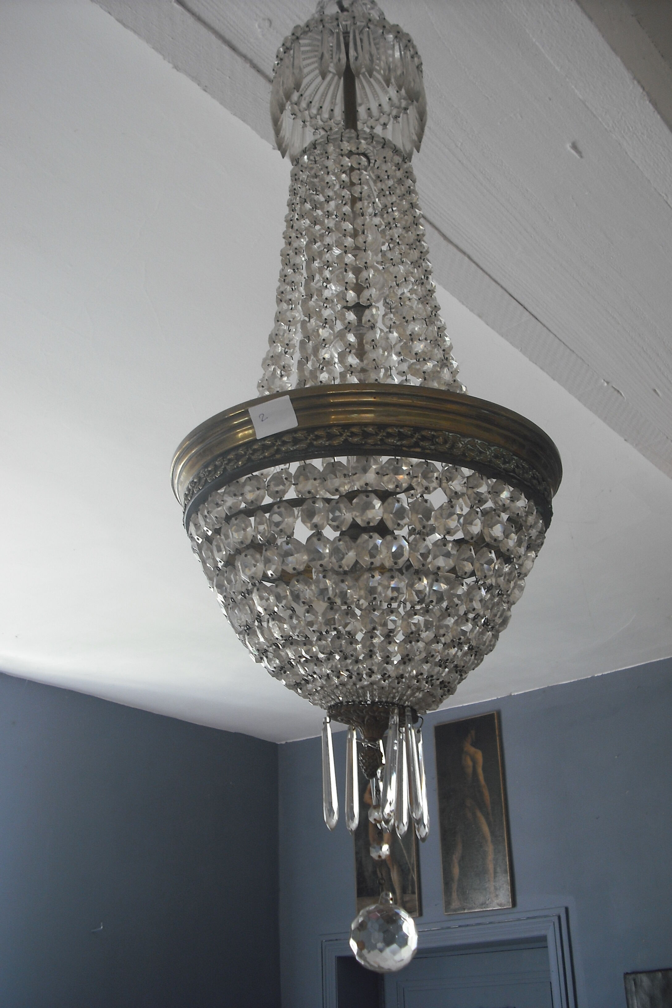 Crystal and bronze balloon chandelier 19th century