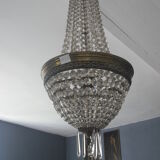 Lustre montgolfière en cristal et bronze XIXe