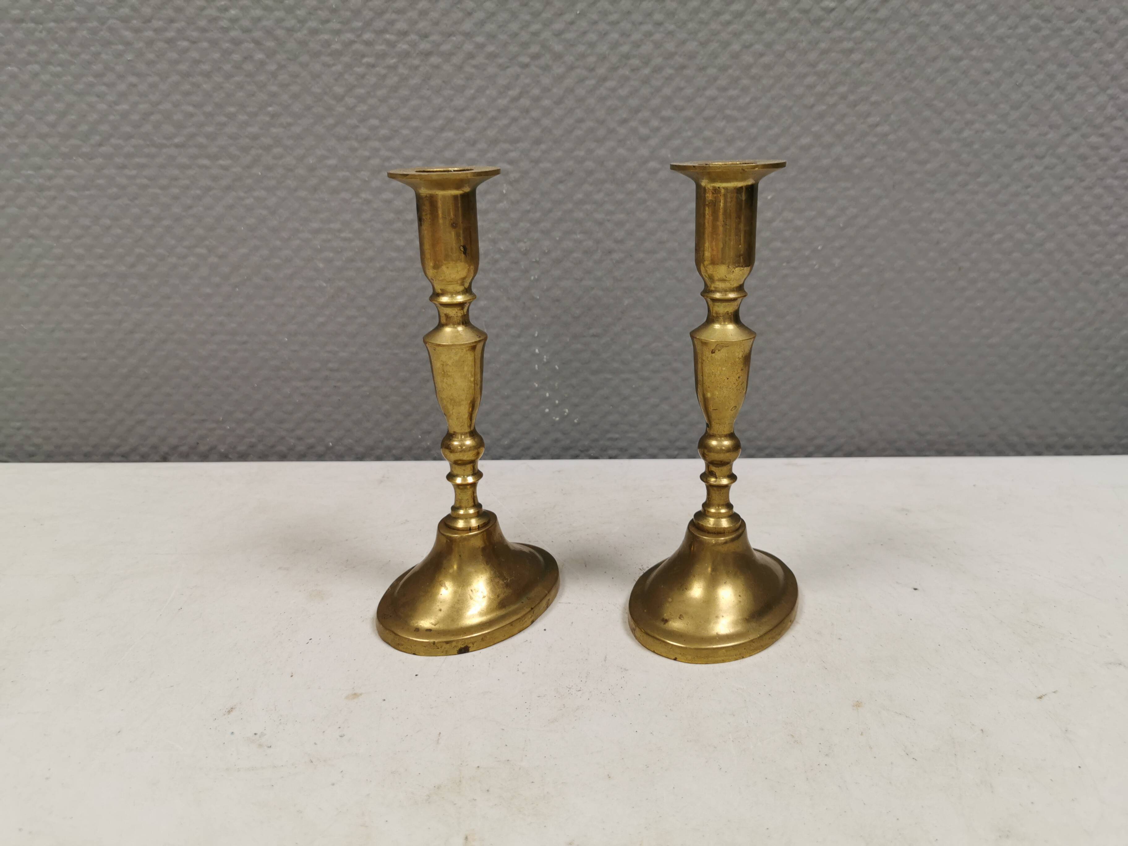 A set of vintage brass candlesticks, made by MALM Denmark in the 1960-70s.