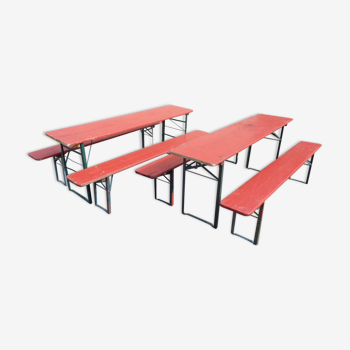 2 sets de tables et bancs de brasserie