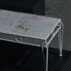 Metal coffee table in French garden style, mid-century modern, with perforated top, 1950s.