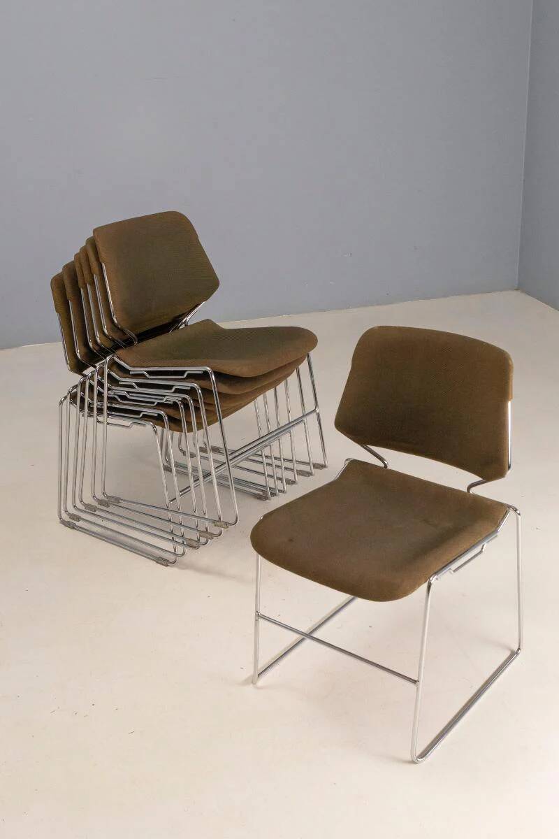 Set of 7 stackable Matrix chairs, Thomas Tolleson, 1970s, USA