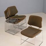 Set of 7 stackable Matrix chairs, Thomas Tolleson, 1970s, USA