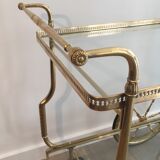 Neo-classical table in gilded metal and glass