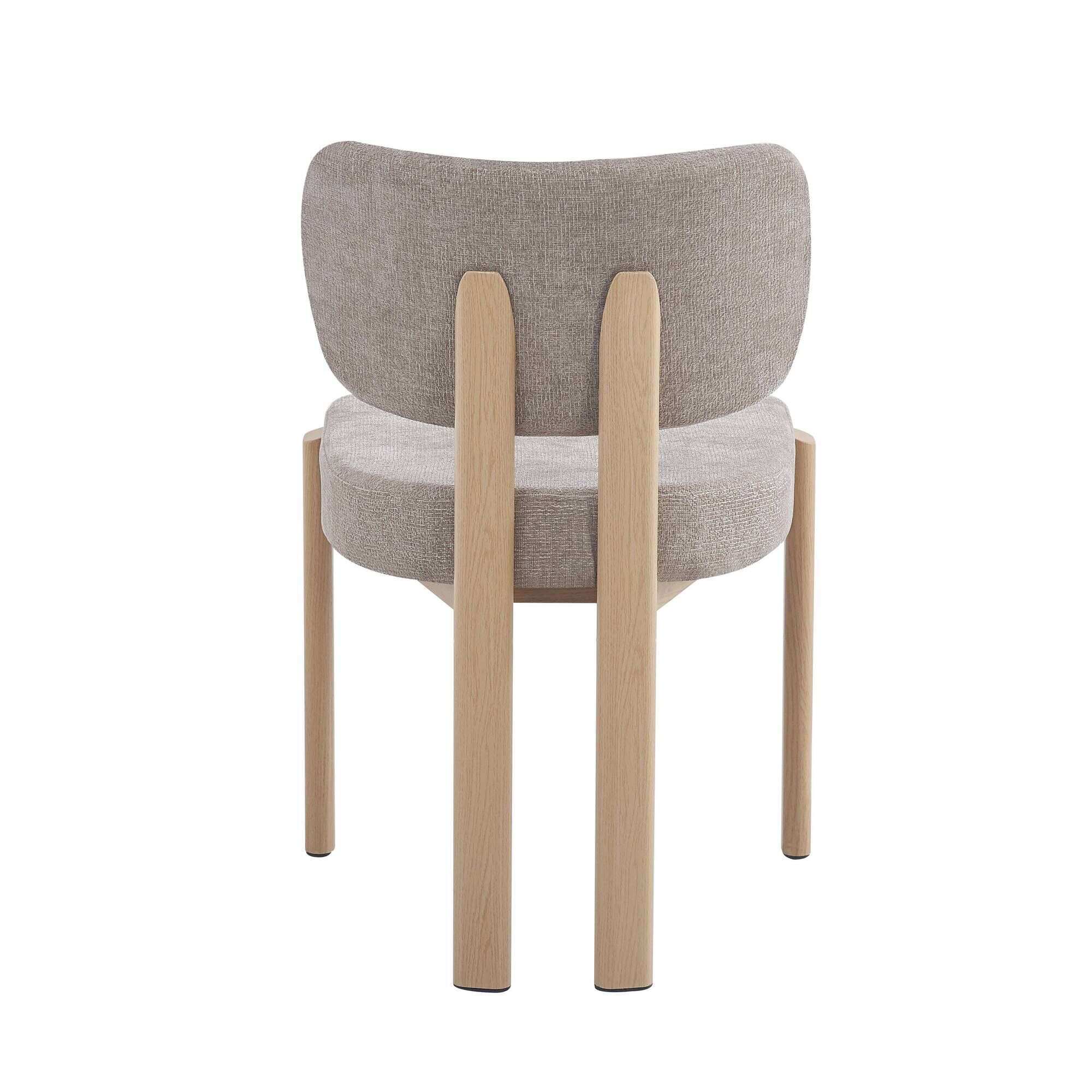Chaise baguette pied effet bois tissus serge chenille beige