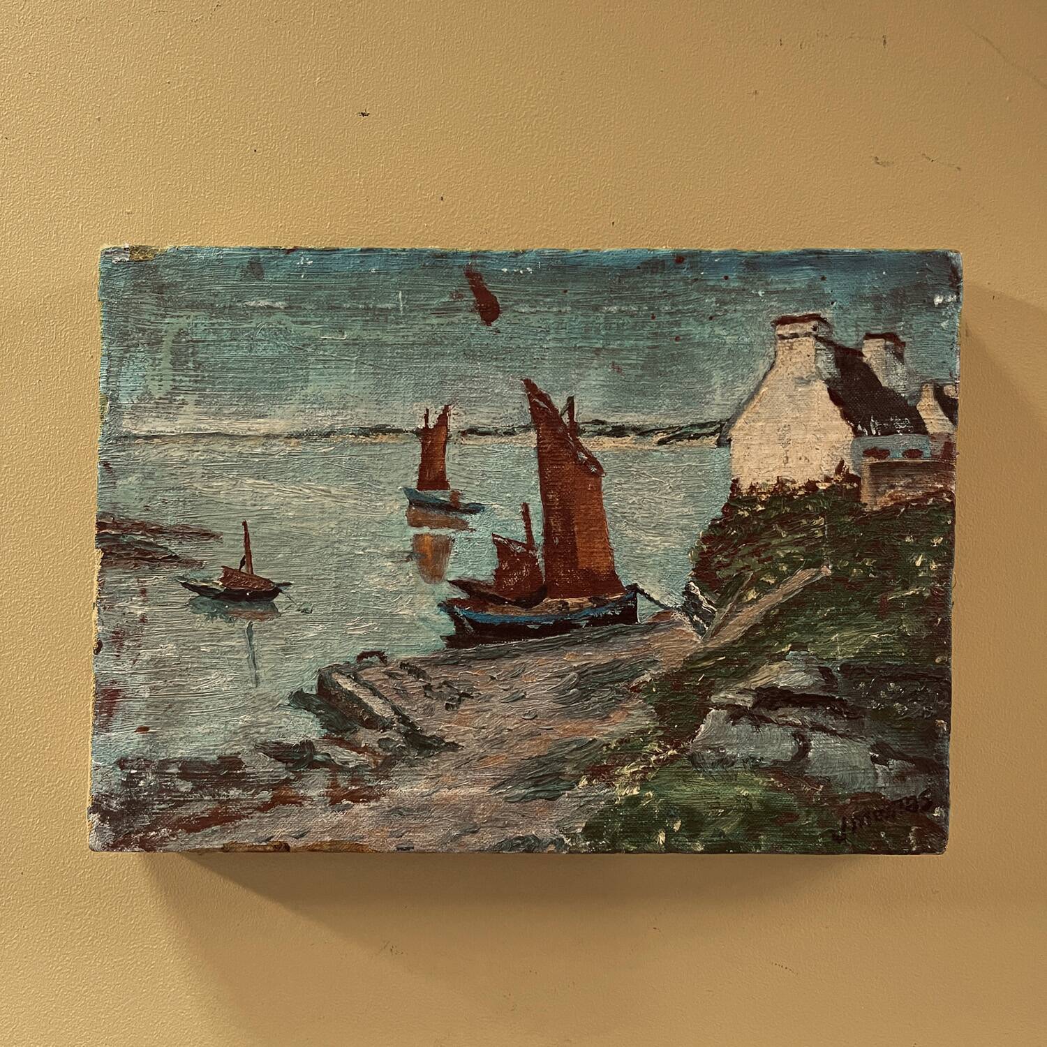 Table from the 1900s "Breton Shore" signed J. Mestas