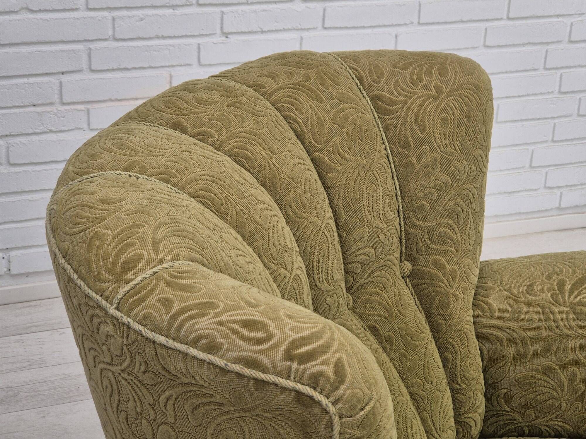1960s, Danish vintage relax armchair, furniture cotton/wool, beech wood.