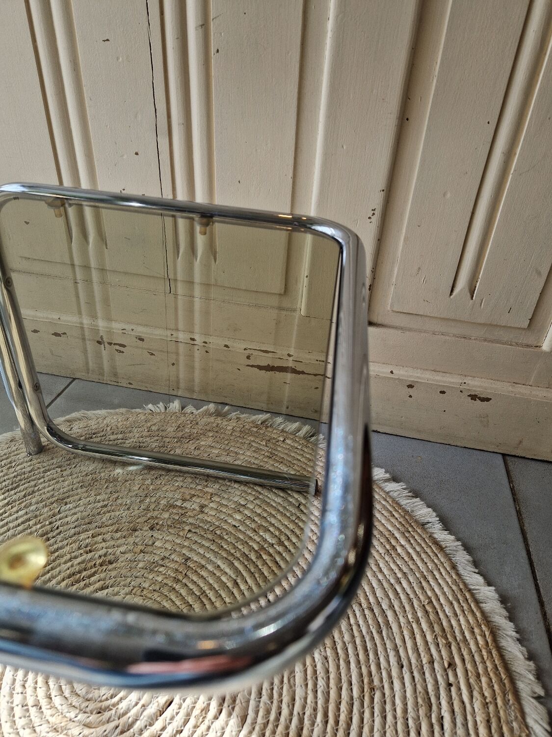 Side Table End Table Nightstand in Chrome Metal Tempered Glass