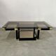 Coffee table in black and gold metal, smoked glass 70 years Romeo Rega vintage