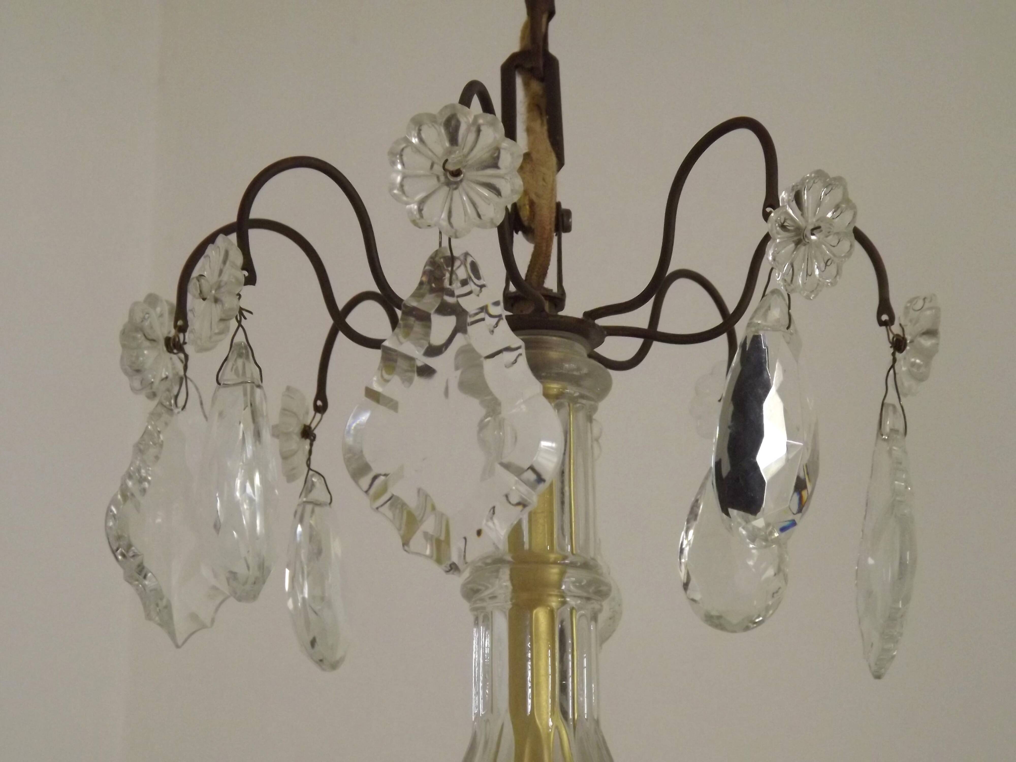 Lustre Rococo 8 lights in glass and antique bronze crystal 5199