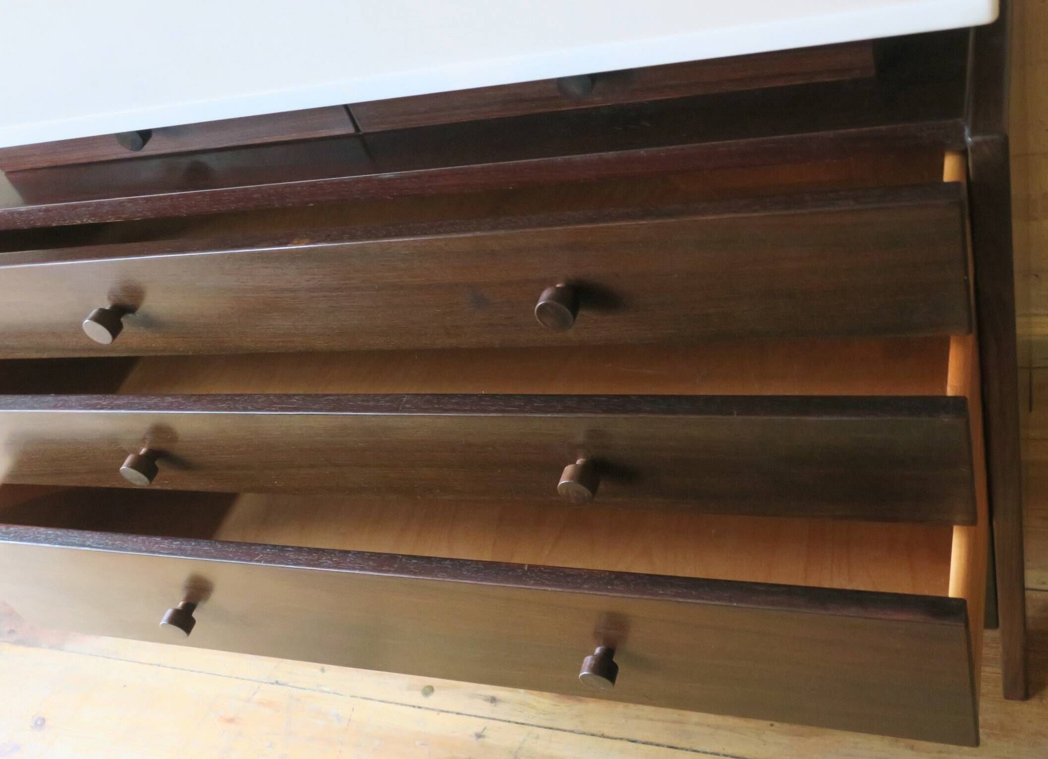 Mid century Italian mahogany and marble chest of drawers, 1960s