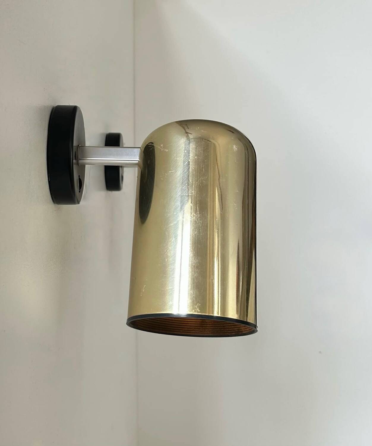 Pair of vintage adjustable brass wall lights, Italy 1970