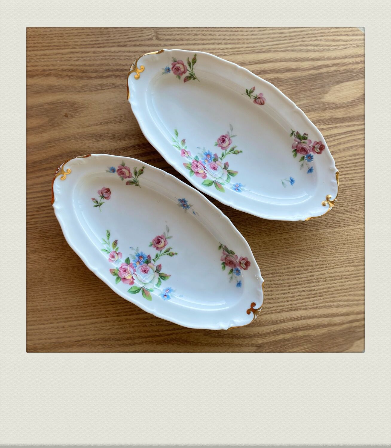 Lot of 2 limoges porcelain flowered ravines