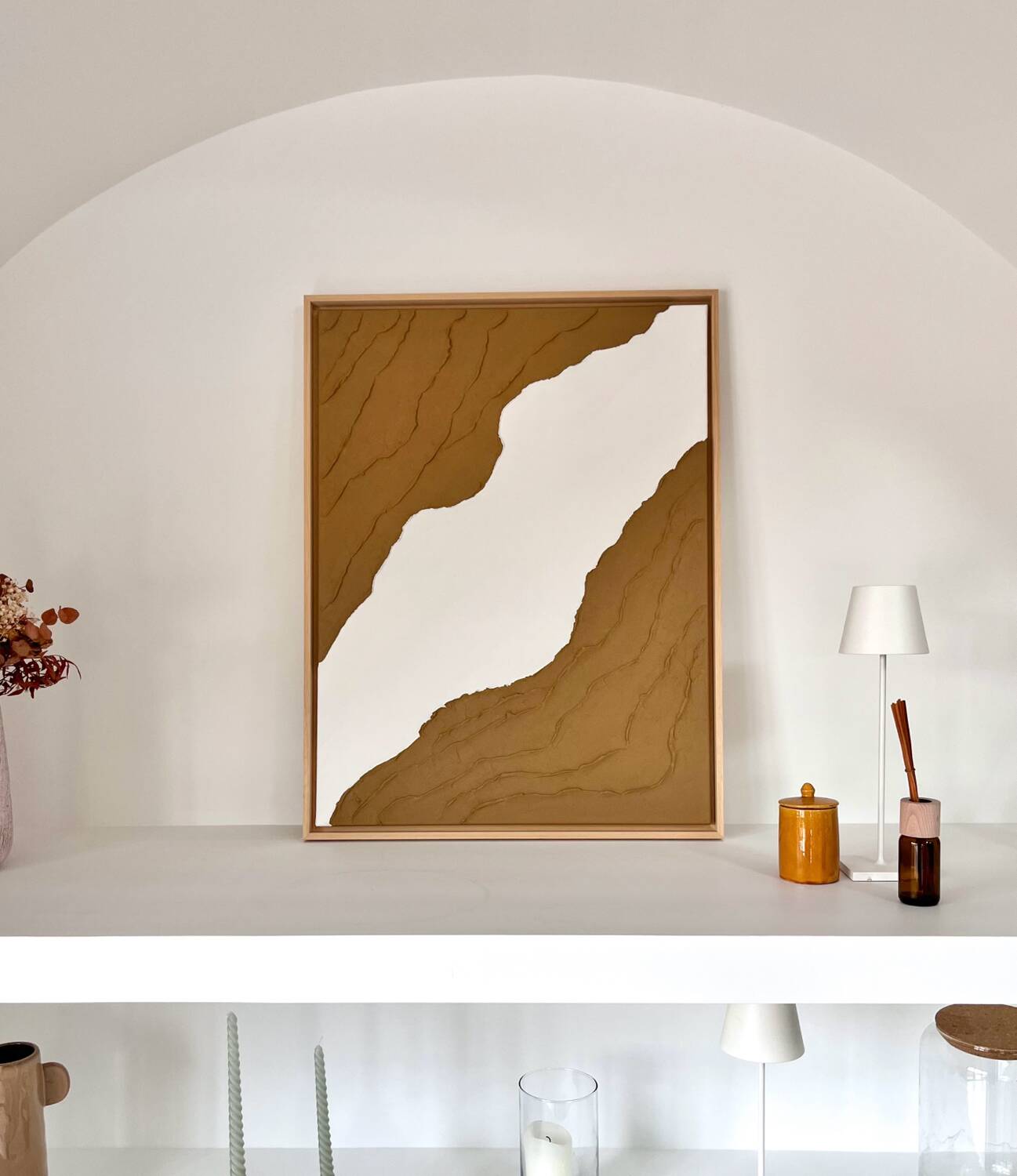 Camel brown and white relief painting