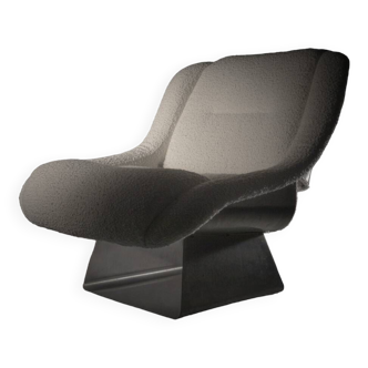 Fauteuil années 70 en inox en bouclette