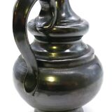 Vase pitcher, glazed ceramic in metallic black signed Jean Marais Vallauris.