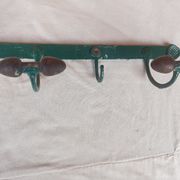 Wall coat rack in metal and old wood