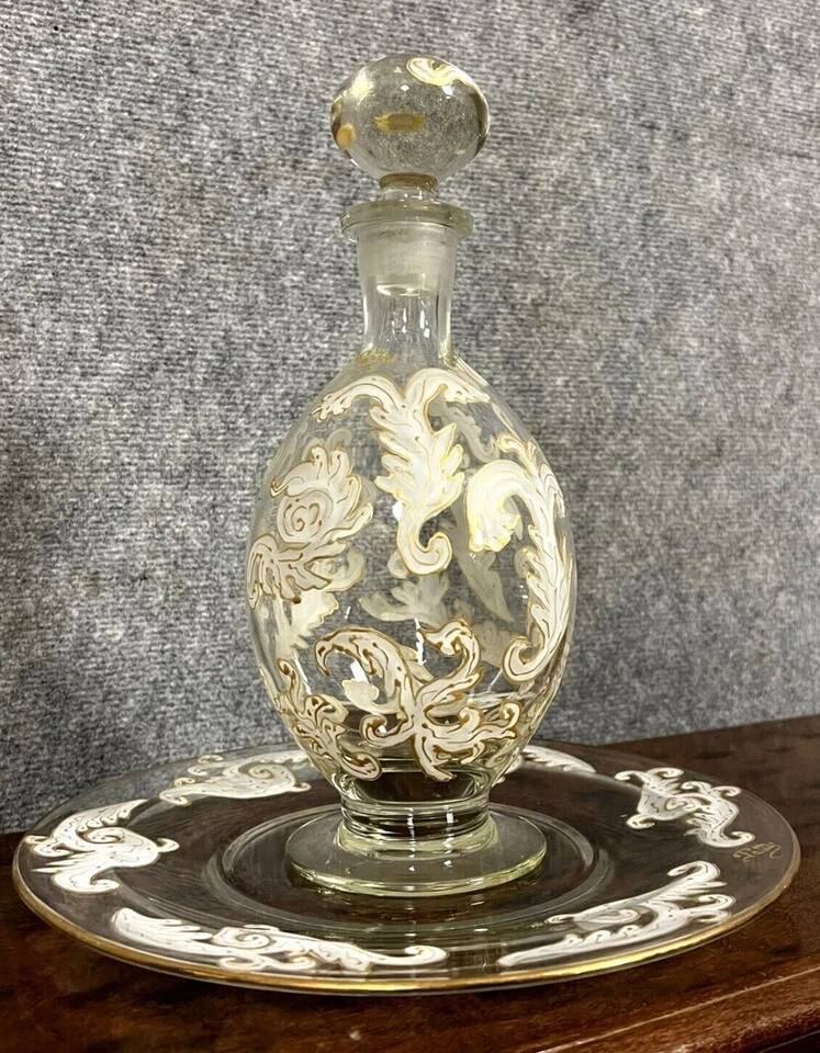 Luxurious crystal carafe and tray set / Murano - Baccarat - Saint L