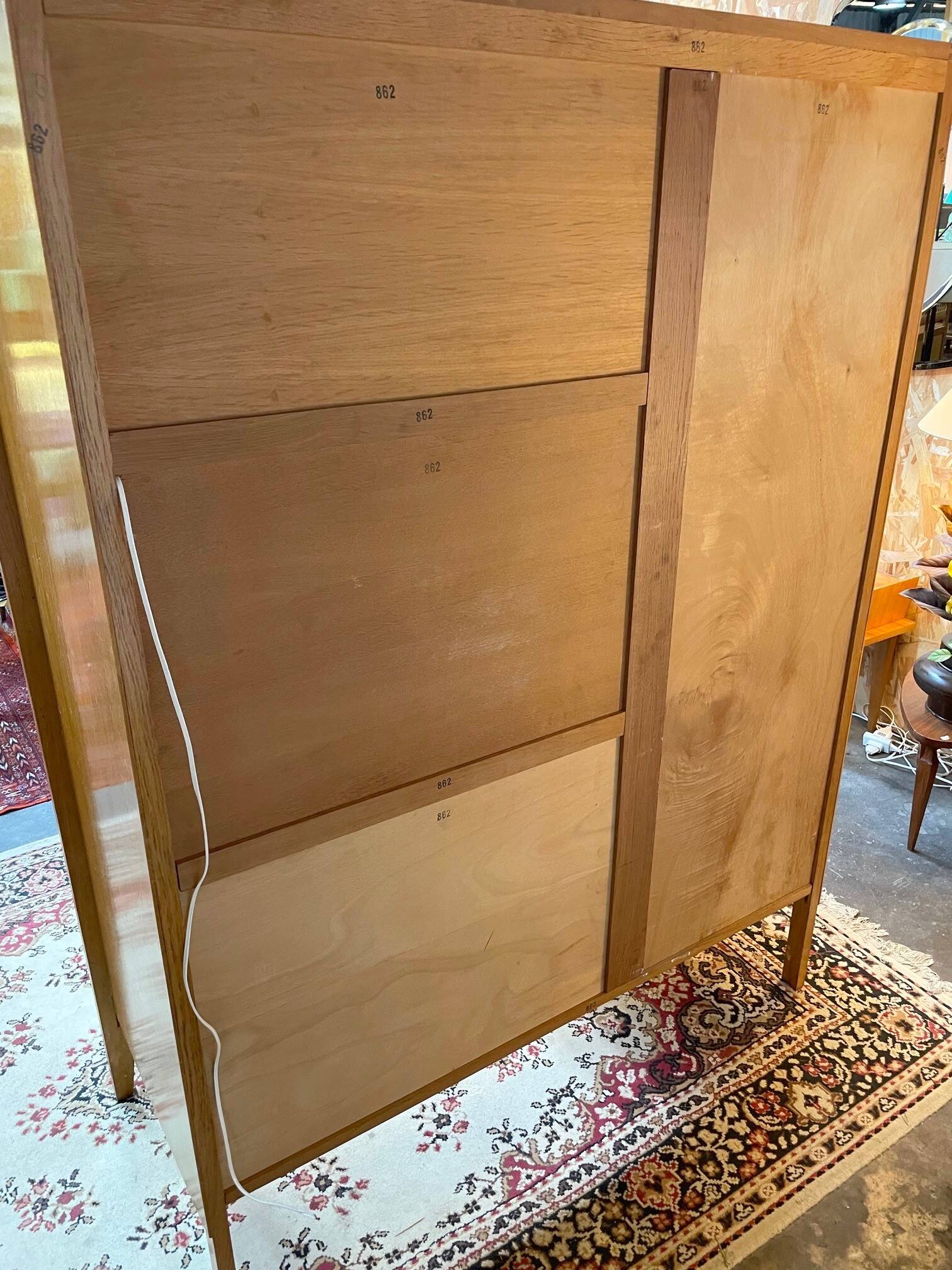 Armoire, secrétaire, commode en bois et rotin, années 60