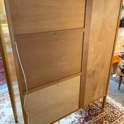 Wardrobe, desk, wooden and rattan chest of drawers, 1960s.
