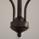 French Vintage Retro Bronze Effect Metal 3 Light Chandelier Glass Shade