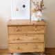 Renovated antique English solid pine chest of drawers.