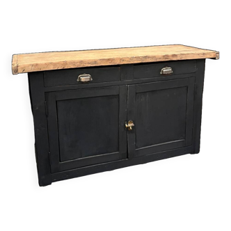 Old Parisian block buffet with black patina