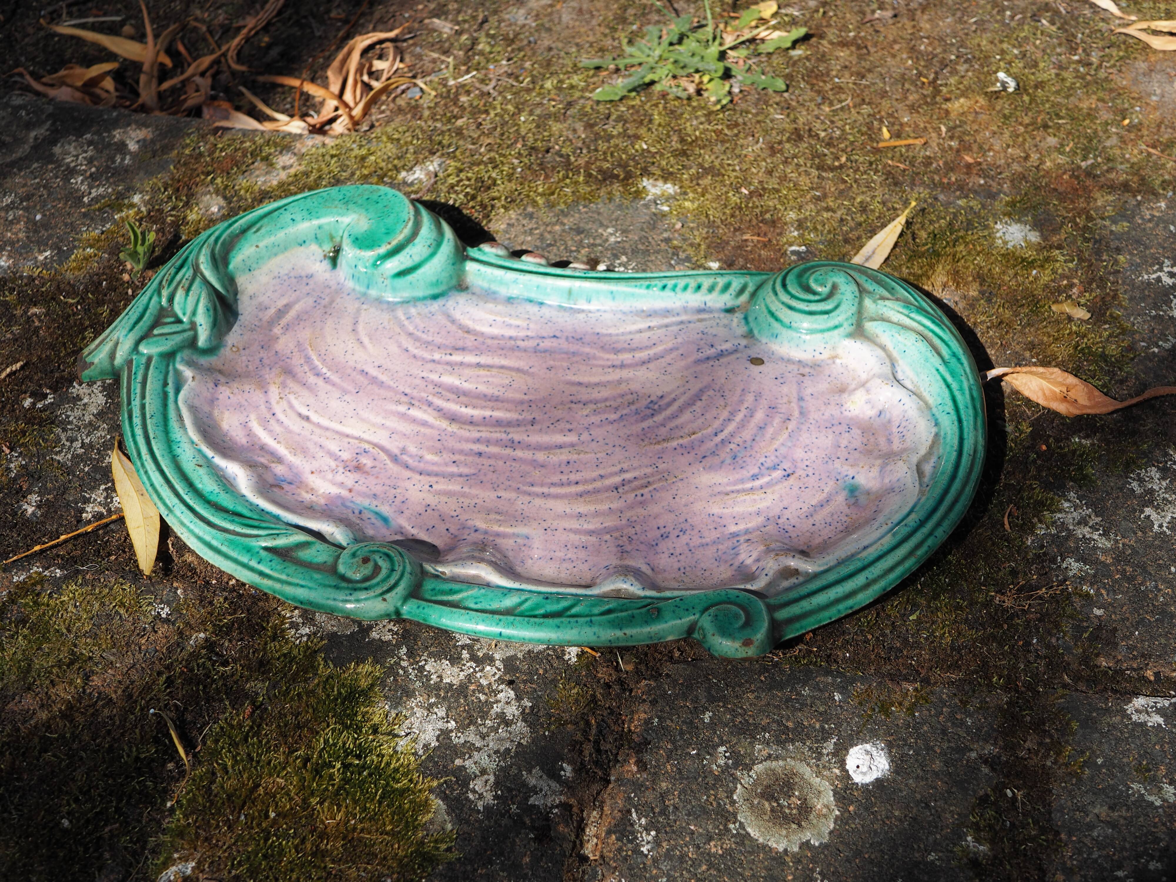 Turquoise and purple tray evoking an oyster - Art Nouveau - late 19th