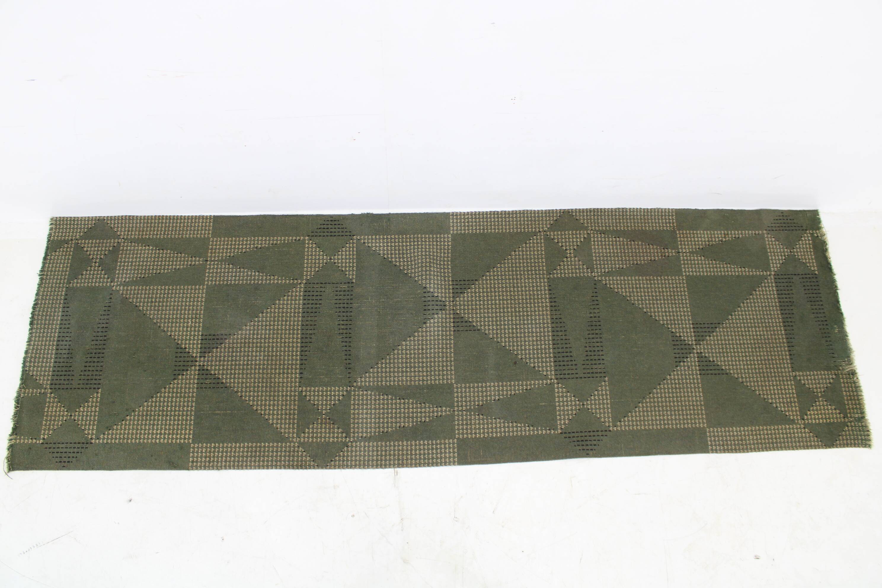 1950s Abstract Wool Hallway Carpet or Rug, Czechoslovakia