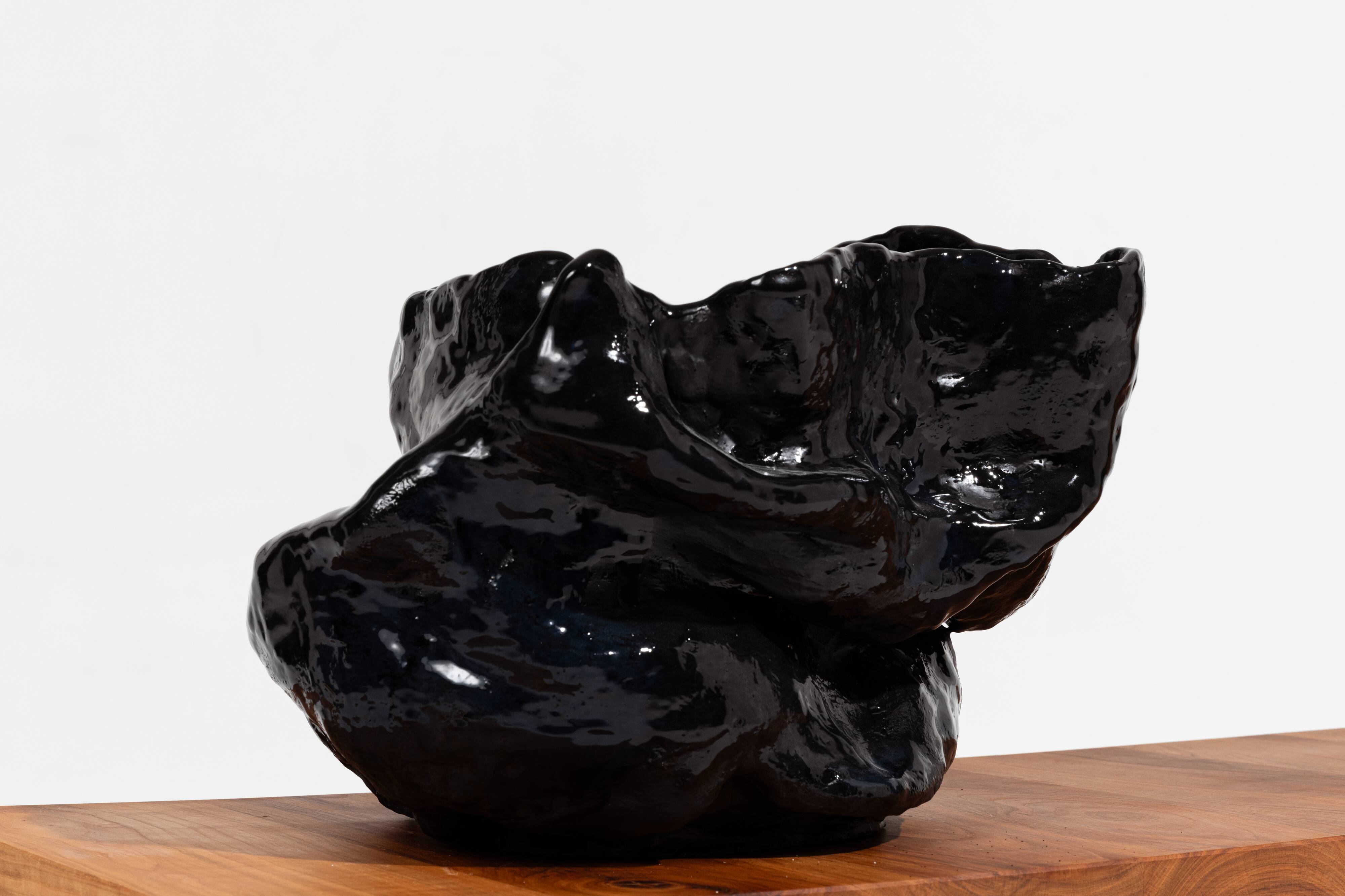 Glossy black stoneware vase