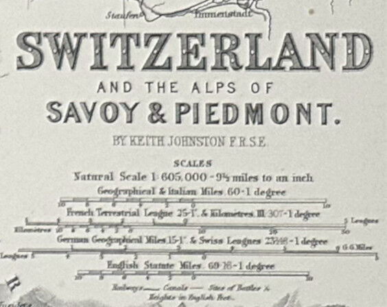 Antique Map Switzerland c1869 Keith Johnston Royal Atlas Hand coloured map