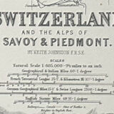 Antique Map Switzerland c1869 Keith Johnston Royal Atlas Hand coloured map