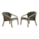 1970s, pair of Scandinavian lounge chairs, furniture velour and rattan