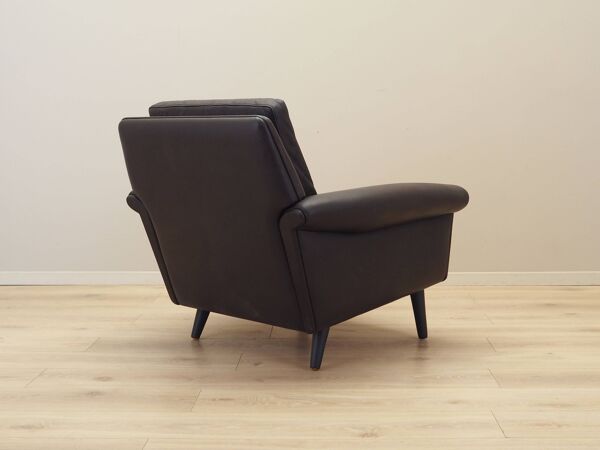 Fauteuil en cuir marron, design danois, années 60, designer : Aage Christiansen