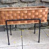 Planter on foot in braided wood 60/70s
