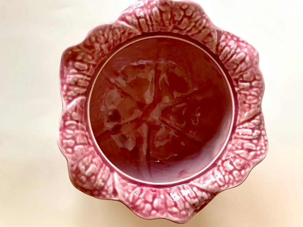 Secla soup tureen vintage pastel rose in Majolica – Cabbage model – 1970s