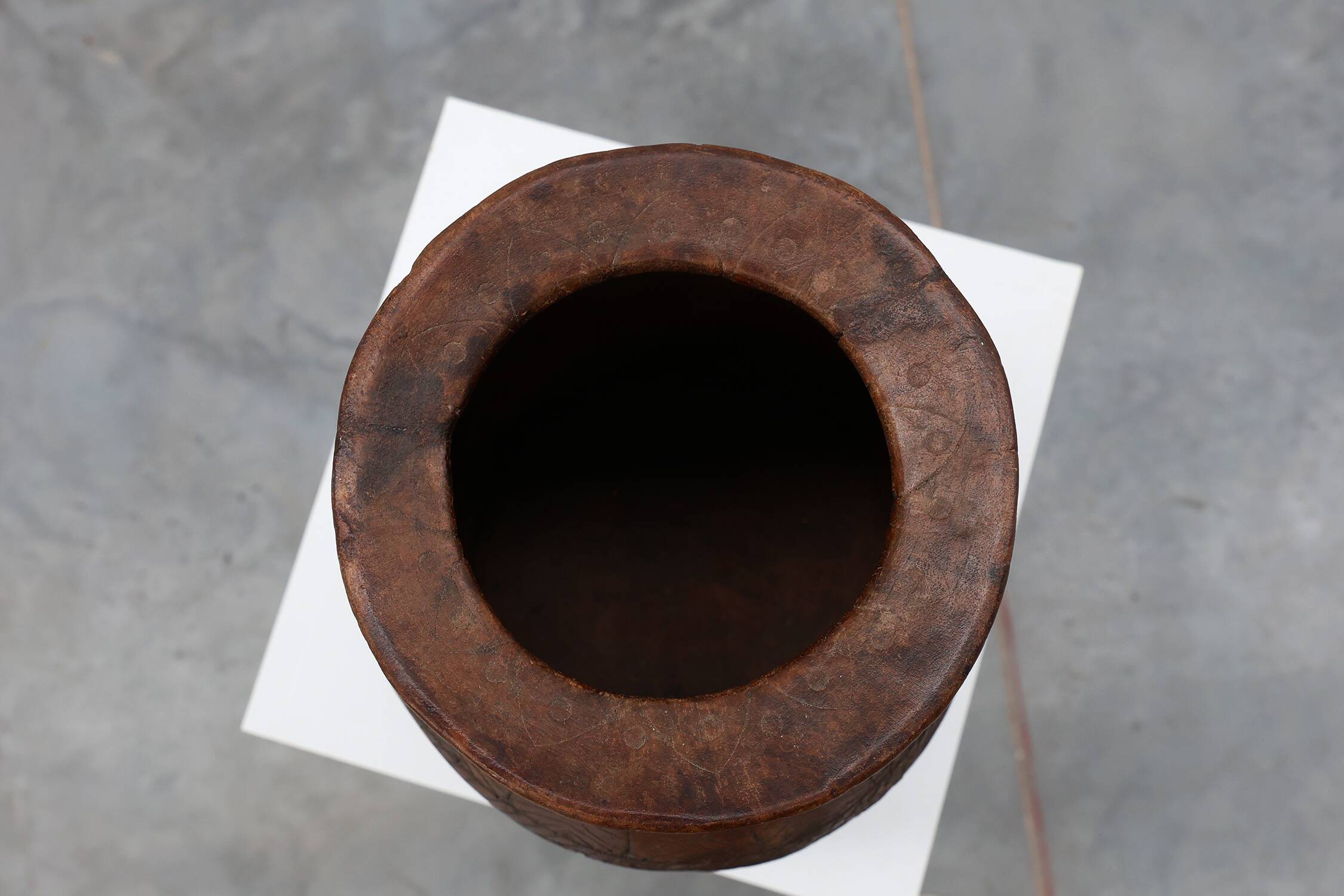 Rare Rustic wabi sabi style vase in solid wood, France 1800s