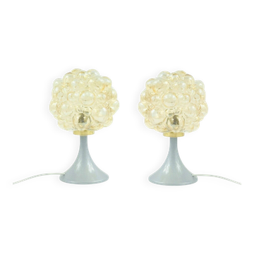 Pair of Mid-Century Amber Bubble Glass Table Lamps by H.Tynell, 1960s