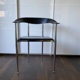 Set of 6 vintage arper chrome leather chairs