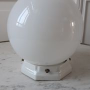 Table lamp ball in opaline and foot porcelain art deco