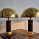 Pair of Mid Century Modern table lamps in brass and leather 1960