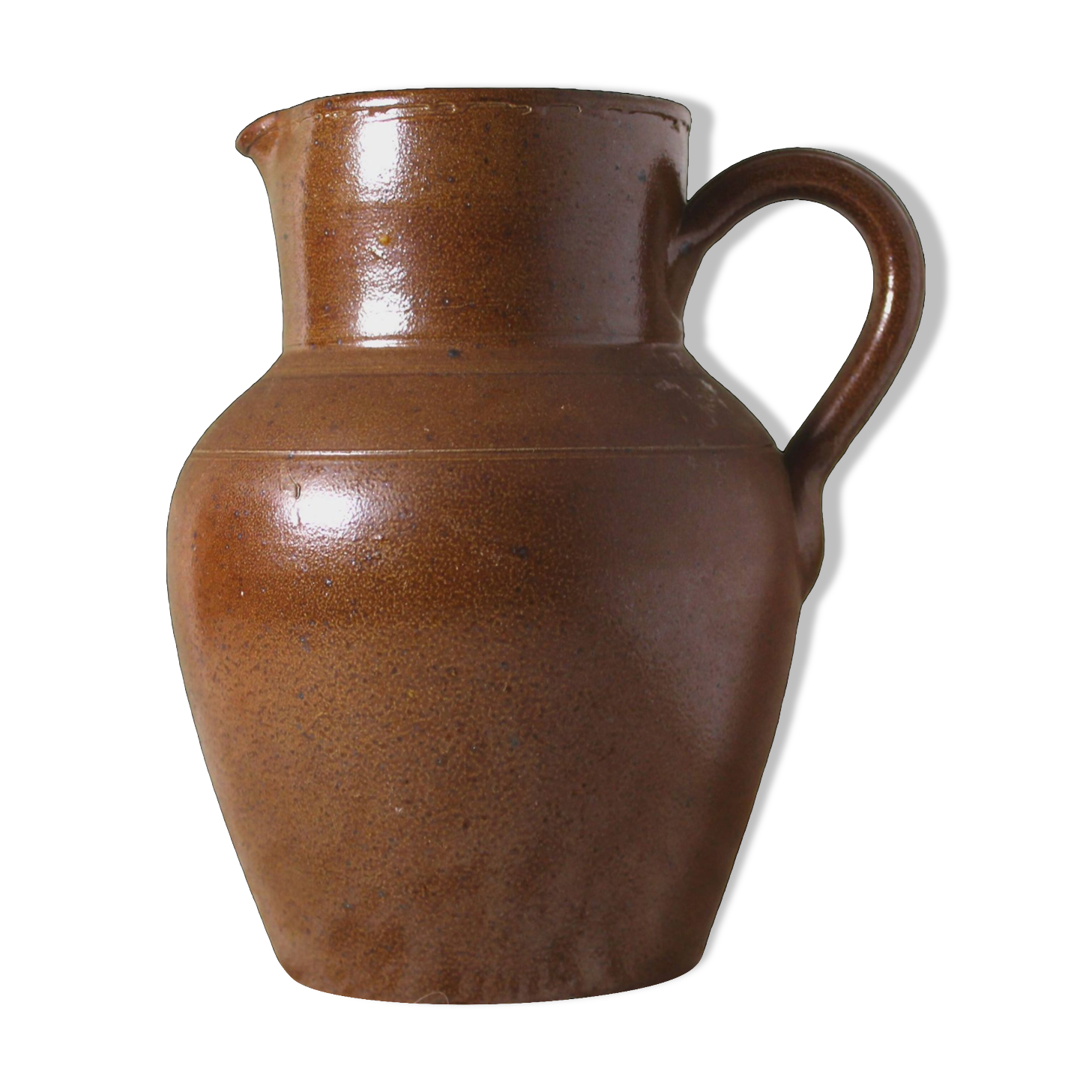 Berry Stoneware Pitcher - Handmade - French - Vintage