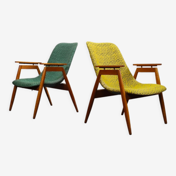 Paire de fauteuils jaune et vert par Miroslav Navratil