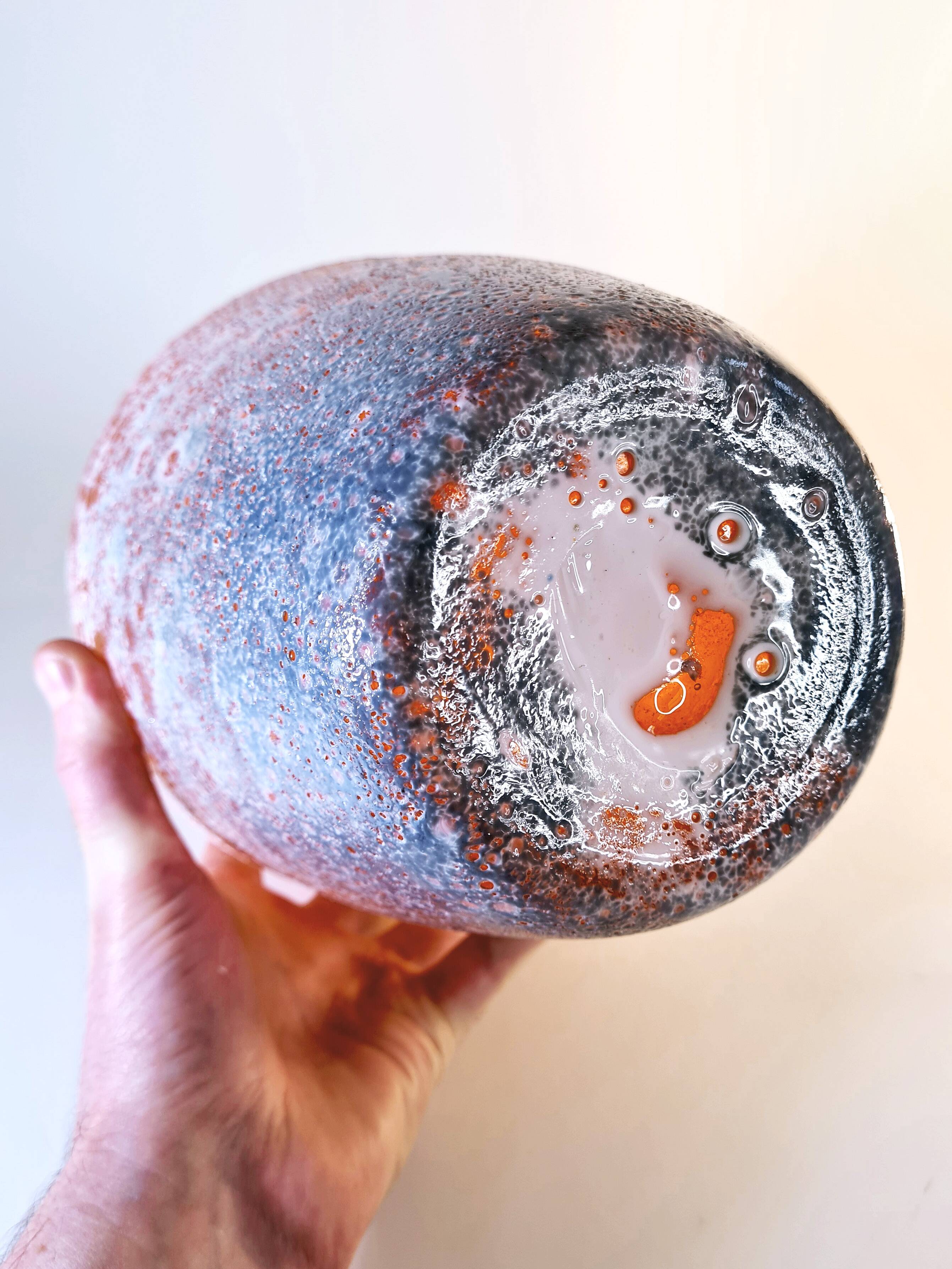 Blown glass vase – sea foam effect