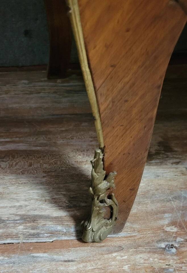 Louis XV style curved chest of drawers in marquetry circa 1880