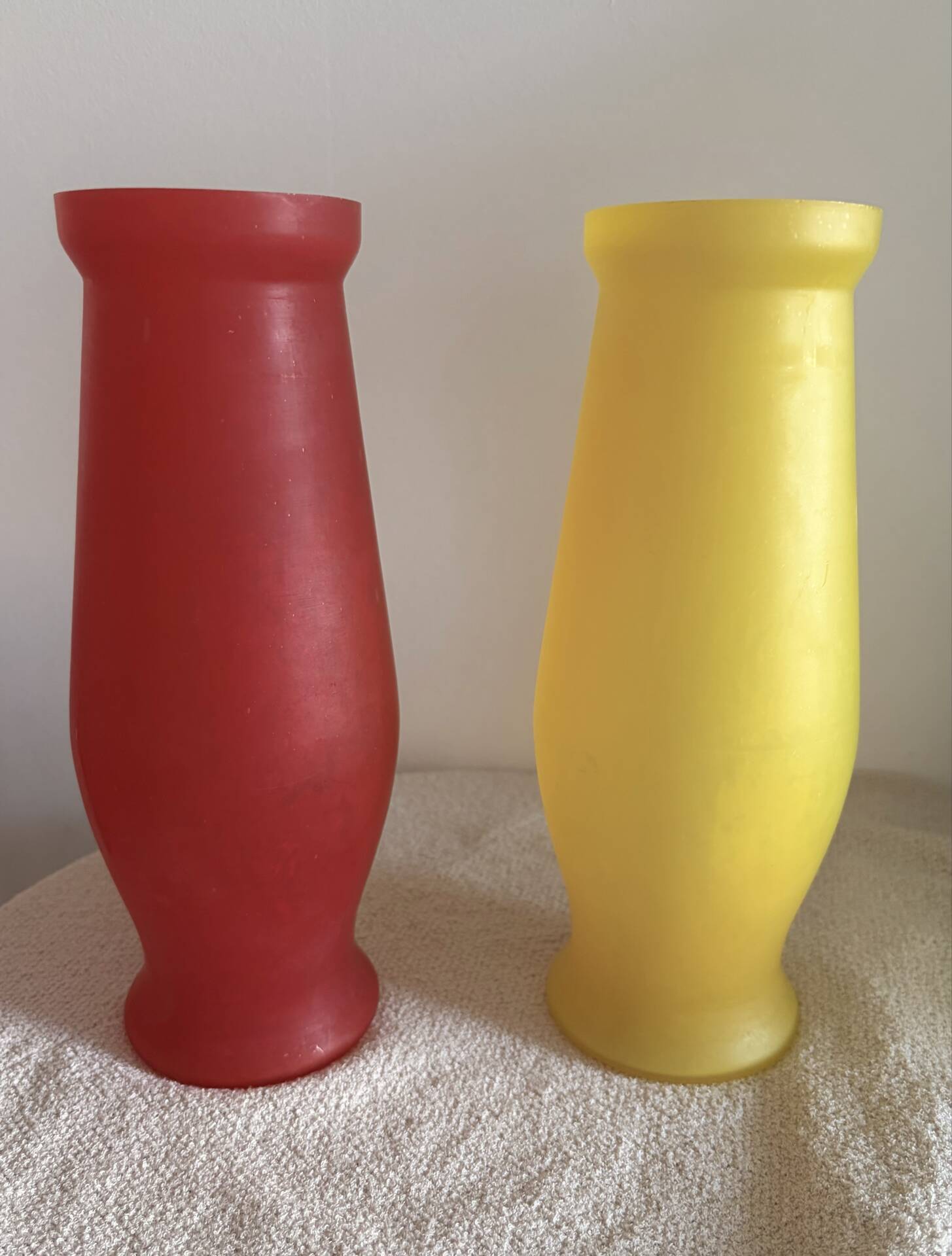 Vintage Mid-Century Modern Frosted Satin Glass Vase Pair