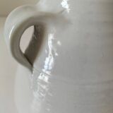 Hand-thrown white stoneware pitcher – signed artisanal ceramic