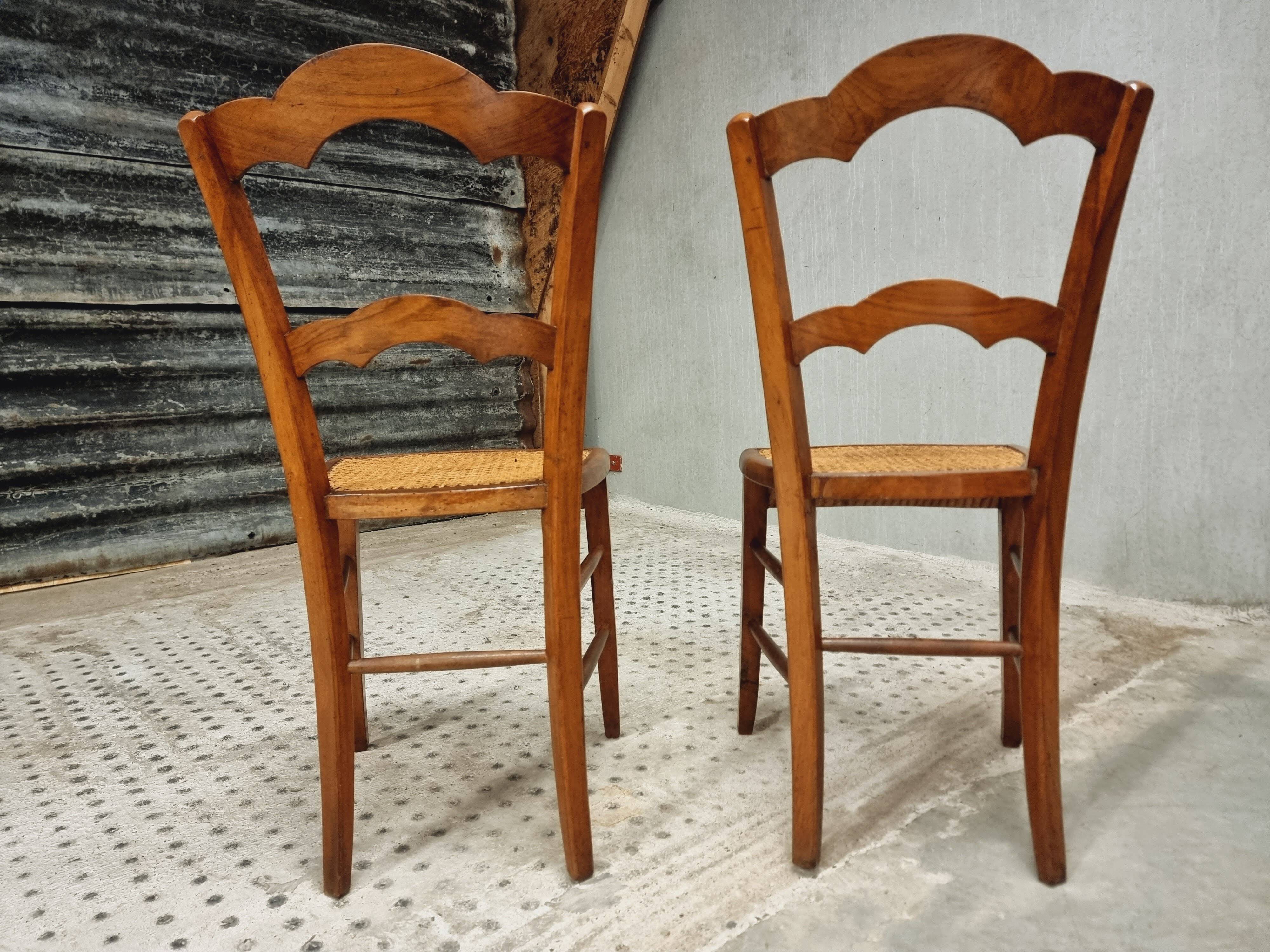 Antique set of chairs walnut with webbing